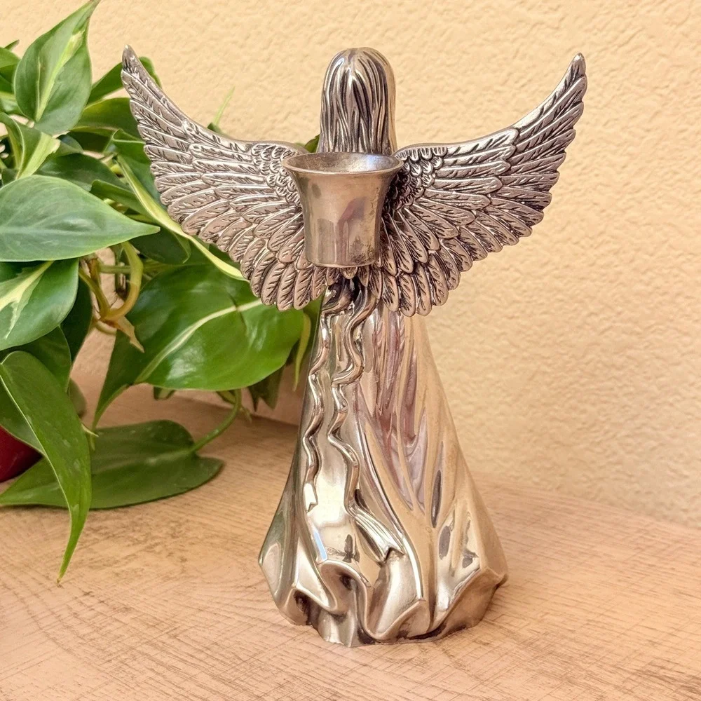 Vintage International Silver Company Angel Silver Plated Taper Candle Holder